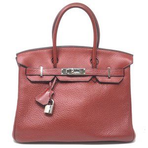HERMES Birkin 30 Clemence Rouge Garance Bag